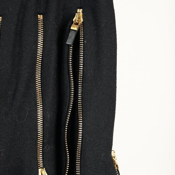 Alexander McQueen Black Wool Leather-Trim Zippered-Hem Skirt - Picture 7 of 11